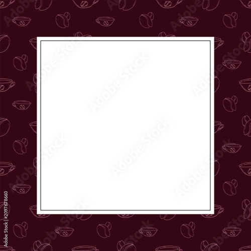 square frame of coffee beans. doodle coffee frame. coffee beans background