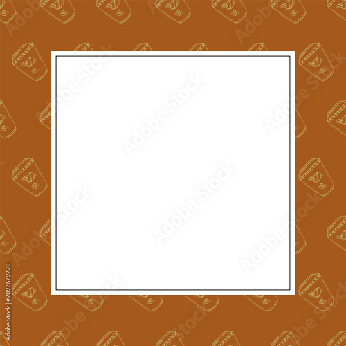 square frame of coffee beans. doodle coffee frame. coffee beans background