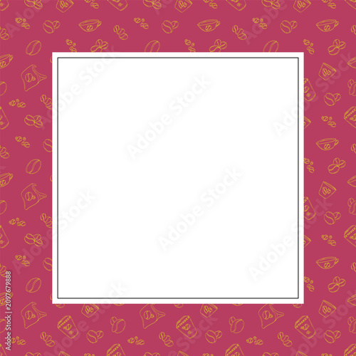 square frame of coffee beans. doodle coffee frame. coffee beans background