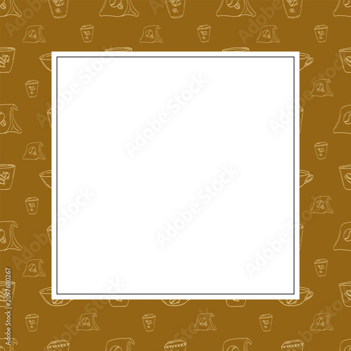 square frame of coffee beans. doodle coffee frame. coffee beans background