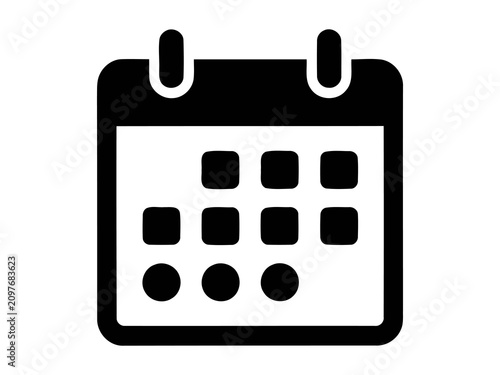 Simple black calendar icon representing dates and scheduling for business and planning projects