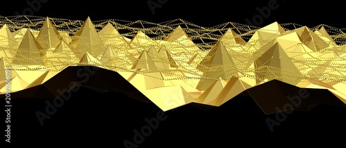 Futuristic golden mountain ...