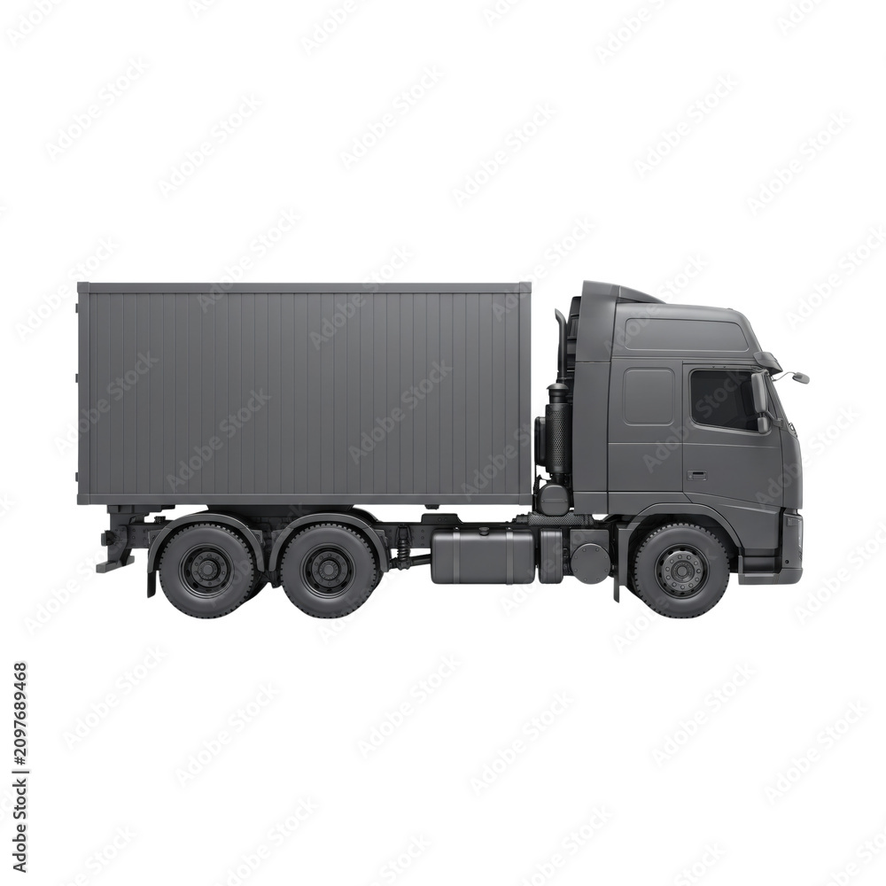 Obraz premium Matte black cargo delivery semi truck isolated