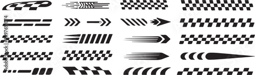 Billede på lærred racing speed symbols arrows flags and abstract motion graphics