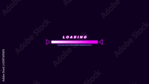 Futuristic Pink Neon Loading Bar Animation with Dynamic Hash Code Progress Indicator on Minimalist Dark Background