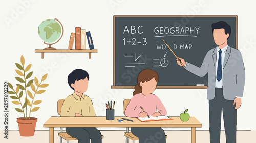 Teacher teaching elementary school students in a classroom setting