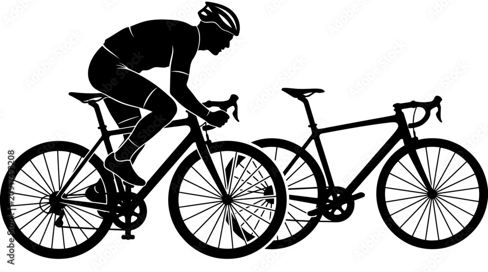 Fototapeta premium Cycling silhouette, bicycle icon, bike rider, cycling sports, athletic vector isolated on Transparent Background