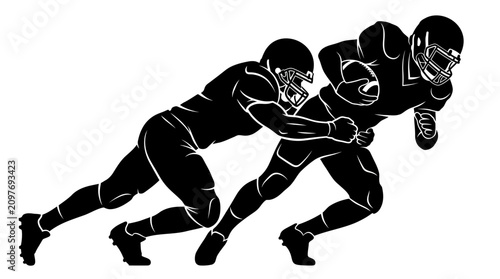 Fotografía American Football, Sports, Black Silhouette, Athletes, Action isolated on Transp