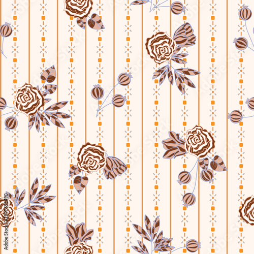 Stripe Flower All Over Pattern