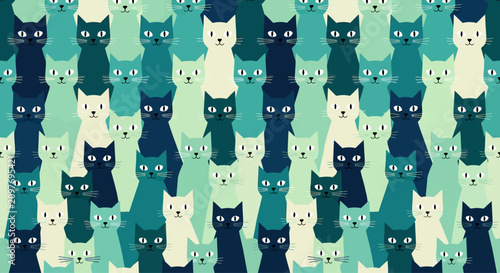Cute Cat Pattern Seamless Background Illustration