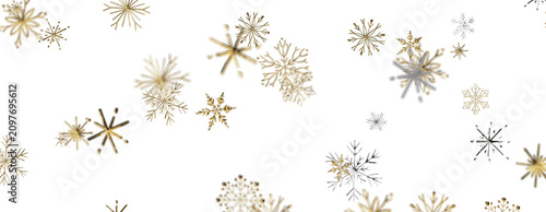 Tableau sur toile Beautiful ornate snowflakes descend in a graceful winter pattern.