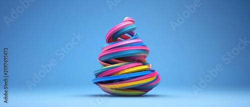 Colorful ribbon abstract shape 3 d rendering design element