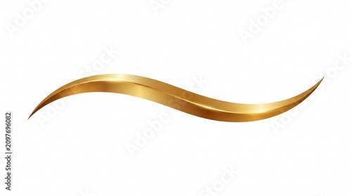 Slika na platnu Golden wavy metallic divider on white background with sophistication decorative