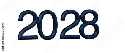 2028 year number in dark bl...