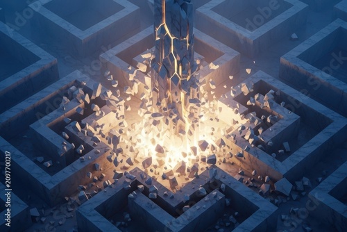 Abstract Structure Erupting in a Desolate Geometric Landscape