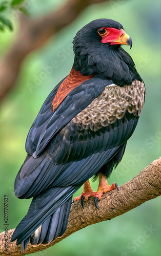 Perched bateleur eagle