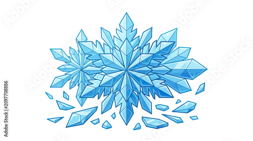 Obraz na płótnie Crystal Ice Snowflakes - Winter Frozen Abstract Design