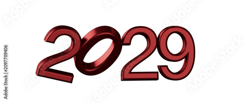2029 in a bold, metallic re...
