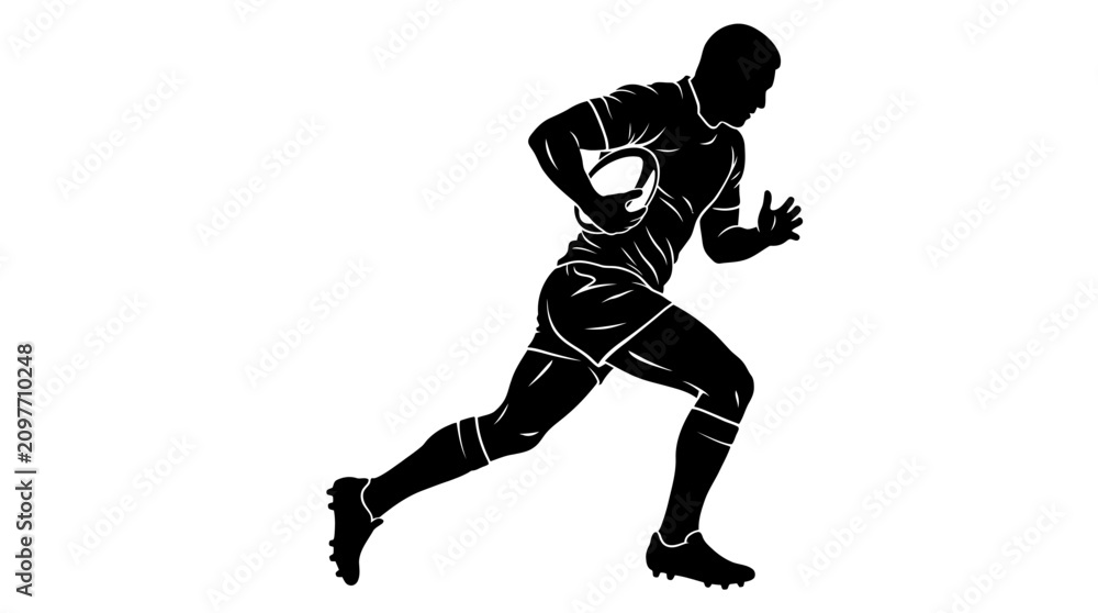 Fototapeta premium Soccer Rugby player, sports icon, athletic silhouette, black vector isolated on Transparent Background Vactor EPS