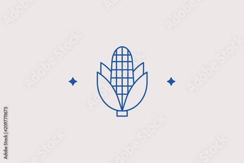 Tableau sur toile Corn cob line icon for organic farm