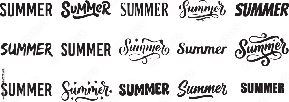 Obraz premium Summer Season Typographic Calligraphy Vector Logo Design Set