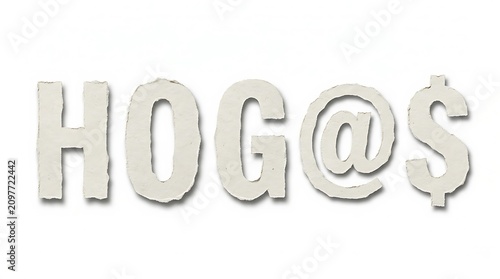 Hog@s letters made from torn white paper pieces isolated on with hog s typography transparent alphabet creative isolated papercraft handmade composition character paperwork signboard