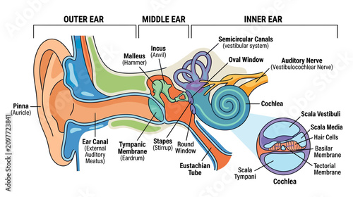Photos Human Ear Anatomy Diagram: Outer, Middle, and Inner Ear Structures