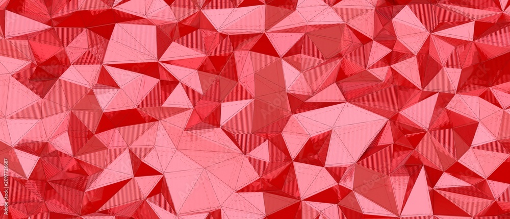 Naklejka premium Intricate red geometric polygonal texture with varied shades and line patterns