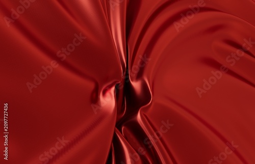 Elegant draped red silk mat...