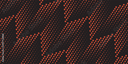 Dotted red halftone diagonal texture. Red halftone dots and dark gradient pattern grunge background texture