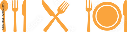 Фотография Solid Black Cutlery Layout Variations for Digital Menu Interfaces, SaaS Reservation Apps, and Catering Websites, vector, illustration, silhouette