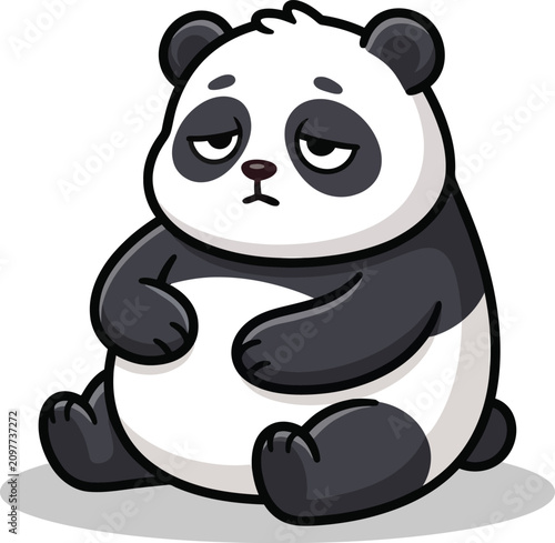 Sad panda cartoon illustration whimsical design for children's books and merchandise