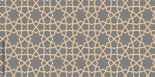 Decorative card for cutting. Arabic linear mosaic pattern. Laser cut. Ratio 3:2. Vector illustration.