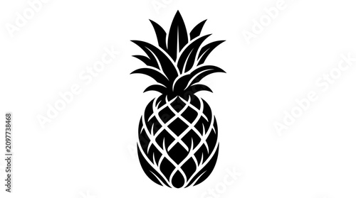 фотографія Stylized Black Pineapple Silhouette Icon on White Background