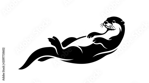 Black Otter Silhouette Icon Vector