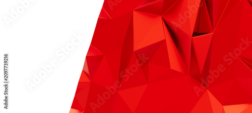 Tableau sur toile Red abstract geometric background with sharp polygonal facets and clean white sp
