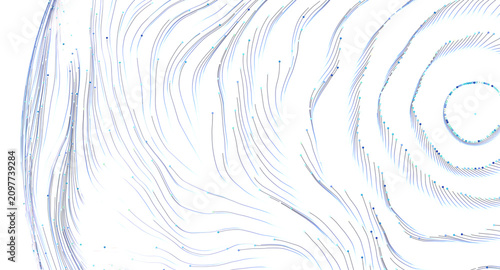 Abstract blue lines swirl a...
