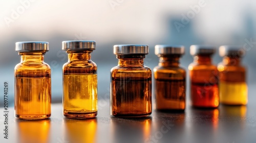 Amber Medicine Bottles Arranged in Minimalist Style