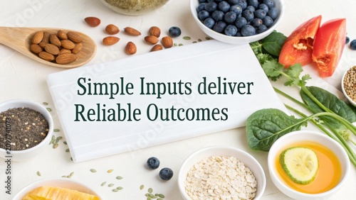 Simple Ingredients Create Healthy Meals for Balanced Diet with Fresh Produce and Natural Supplements on Light Background