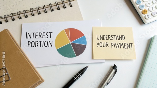 Understanding Financial Concepts with Pie Chart and Notes on Payment Breakdown in Office Setting
