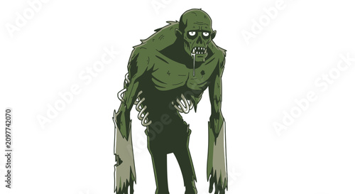 Canvastavla Scary cartoon zombie monster on white background.