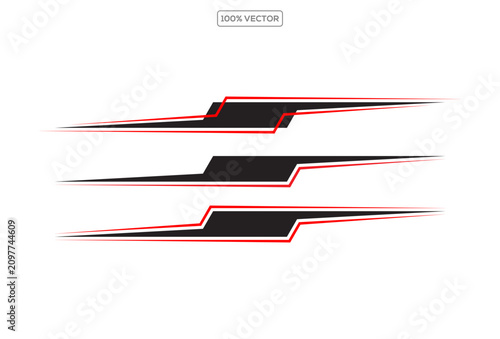Automotive Racing Stripe Sticker Collection Red Car Decal Set Speed Turbo Drift Design Elements