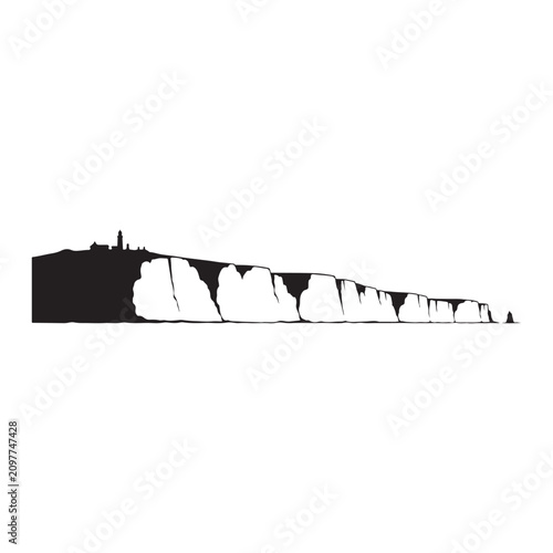Cuadro en lienzo White Cliffs of Dover Vector Silhouette Illustration Design Concept Idea Icon