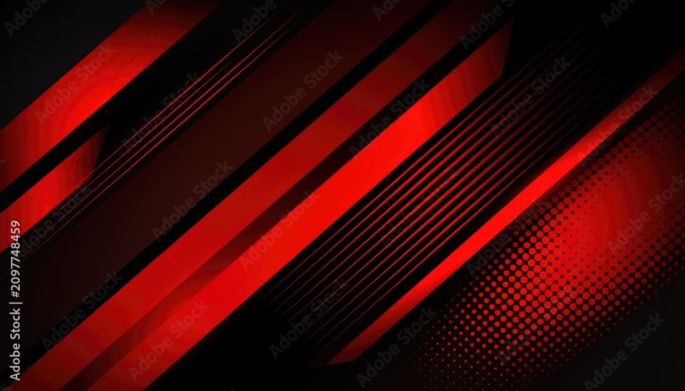 Fototapeta premium Abstract Red and Black Diagonal Geometric Tech Background.