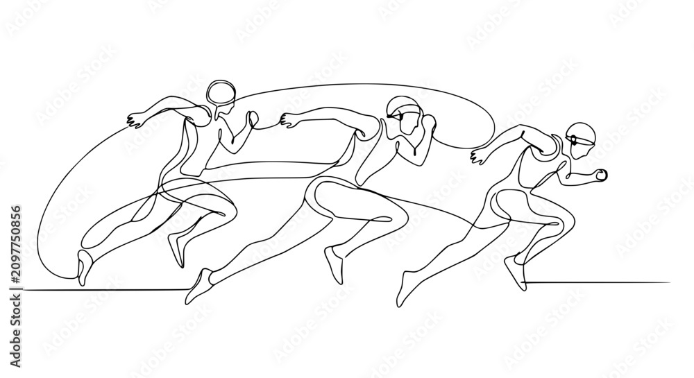 Obraz premium Continuous line drawing of a runner in motion, depicting speed and athleticism