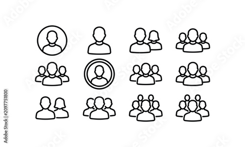User avatar profile and team group contact icon sets for web.