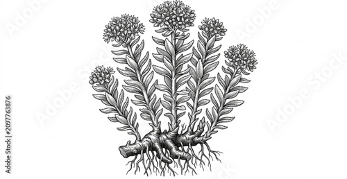 фотографія Rhodiola rosea or golden root vector illustration