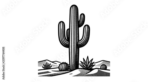 Tableau sur toile A large cactus plant standing tall.