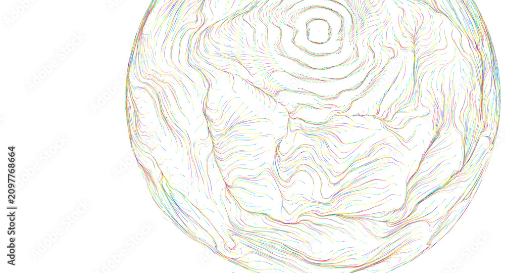 Obraz premium Abstract sphere composed of colorful flowing lines and dots creating a sense of energy and motion.