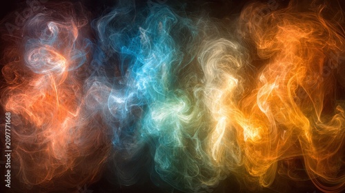 Blends of dynamic, abstract smoke in warm and cool tones